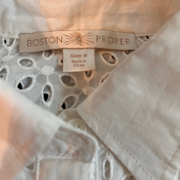 Boston Proper Women’s White Cuffed Sleeve Button Down Shirt - Size 8 - Picture 5 of 6